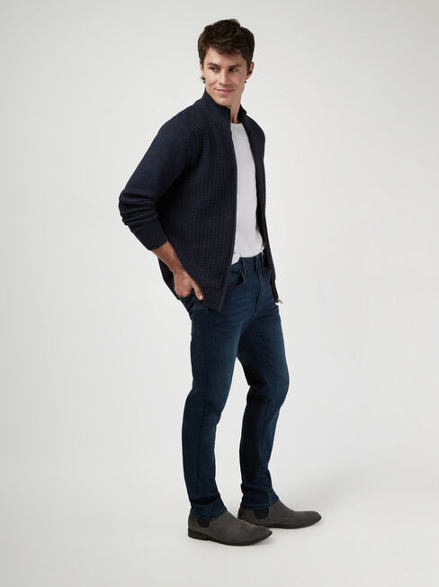 Shannon Zip Through Knit, Blue, hi-res