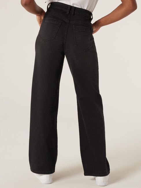 Lisa Luxe HW Wide Leg Jeans, Black, hi-res