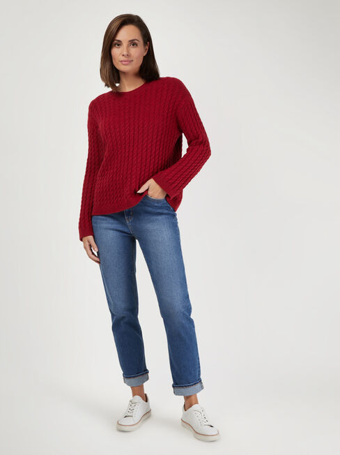 Milana Oversize Cable Knit, Red, hi-res