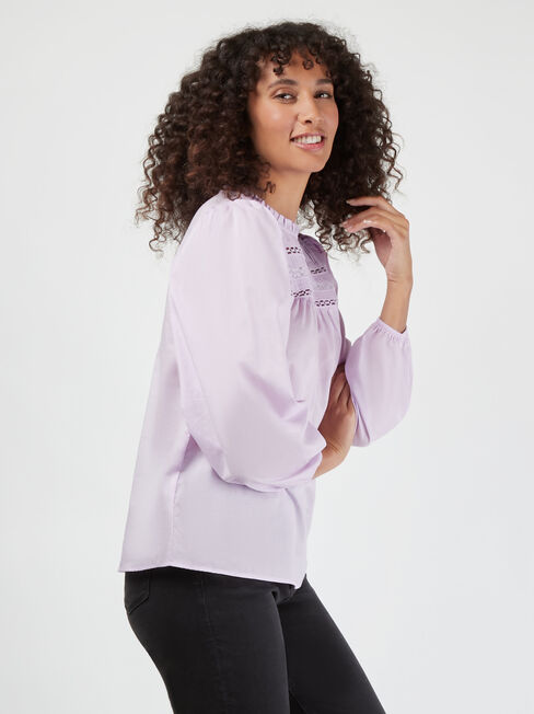 Siri Lace Detail Top, Purple, hi-res