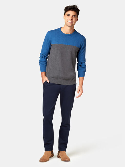 Conrad Block Crew Knit, Blue, hi-res