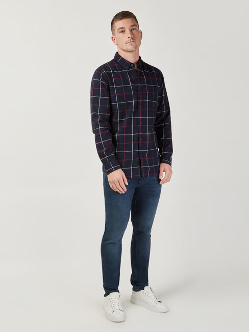 Roman Brushed Check Shirt, Blue, hi-res