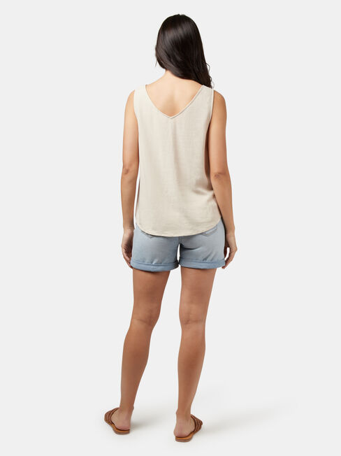 Luna Linen Blend Tie Front Tank, White, hi-res