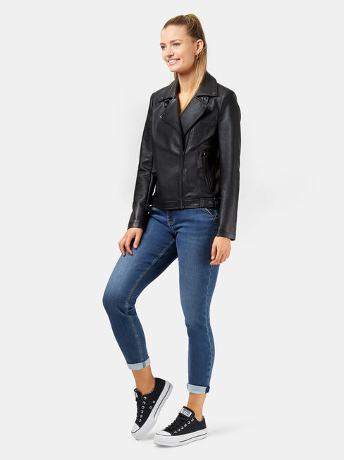 Frankie PU Jacket, Black, hi-res