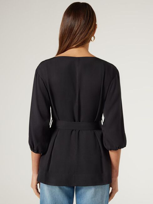 Bella Waisted Blouse, Black, hi-res