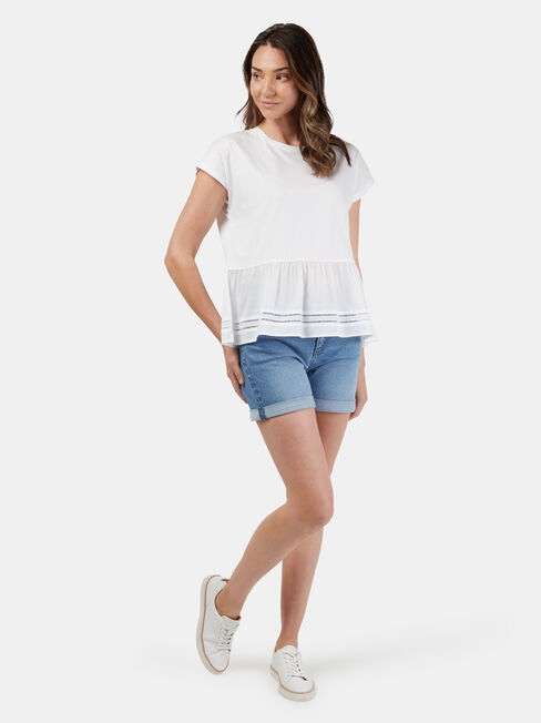Sarah Peplum Tee, White, hi-res