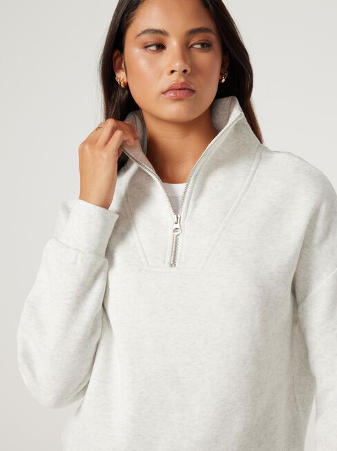 Varley Half Zip Soft Touch Pullover, White Navy Stripe, hi-res