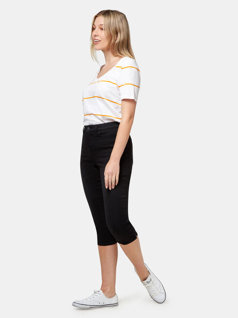 Sonni Mid Waisted Pedal Pusher, Black, hi-res