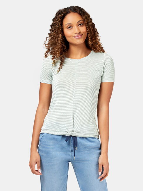 Nia Knot Front Tee, Stripe, hi-res