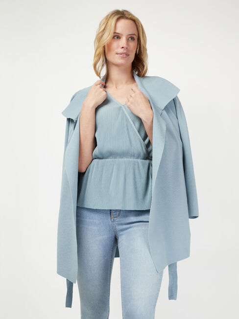 Julie Wrap Front Top, Blue, hi-res
