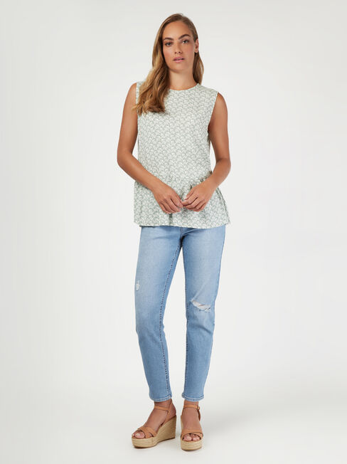 Anna Peplum Top, Green, hi-res