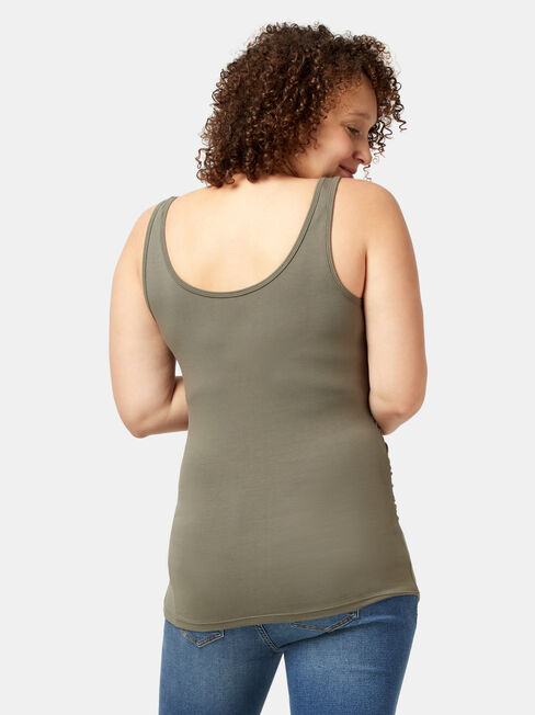 Lola Maternity Cotton Basic Tank, Green, hi-res