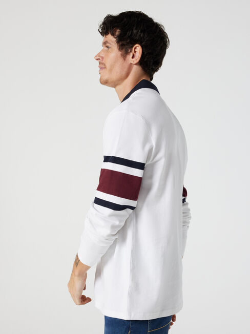 LS Axel Panel Stripe Rugby Polo, white Multi, hi-res