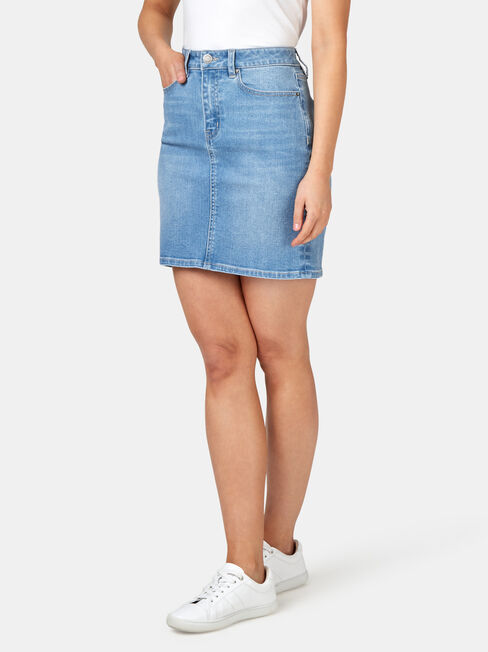 Mariah Classic Denim Skirt, Blue, hi-res
