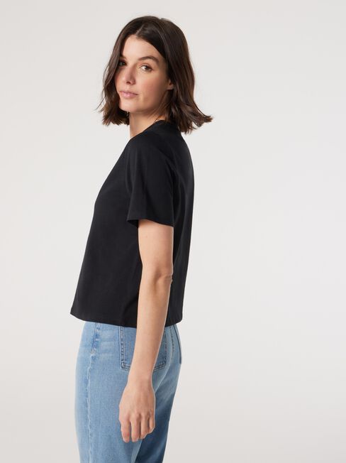 Essential Relaxed Crop Tee, Black, hi-res