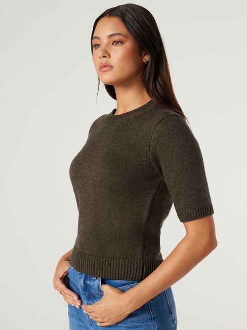 Olivia Knit Tee, Green, hi-res