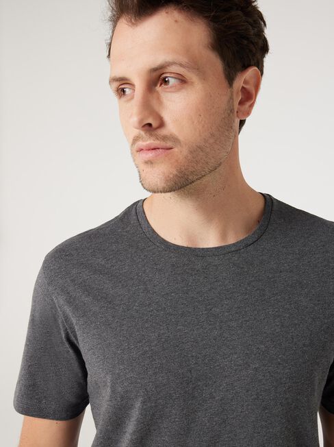SS Fin Premium Basic Crew Tee, Charcoal Marle, hi-res