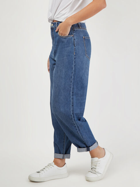 Penny Relaxed Straight Jeans, Mid Indigo, hi-res