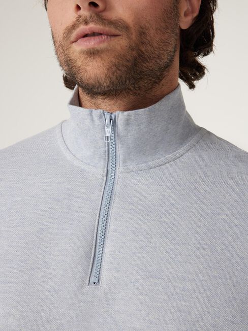 Samuel Funnel Zip Neck Long Sleeve Knit, Grey Marle, hi-res