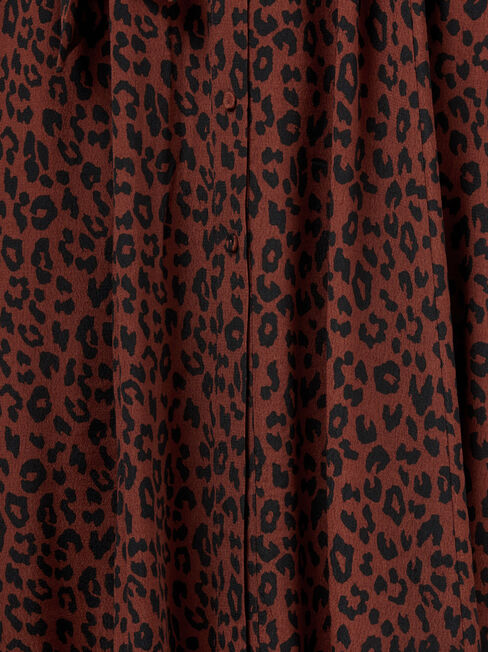 Mishy Midi Shirt Dress, Brown, hi-res