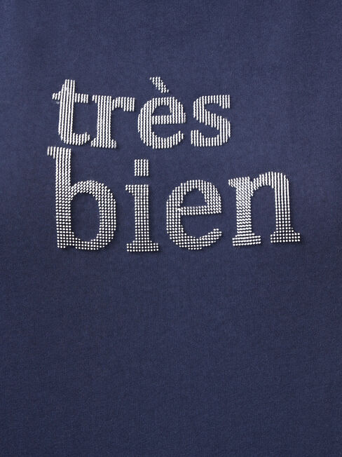 Tres Bien Slogan Tee, Blue, hi-res