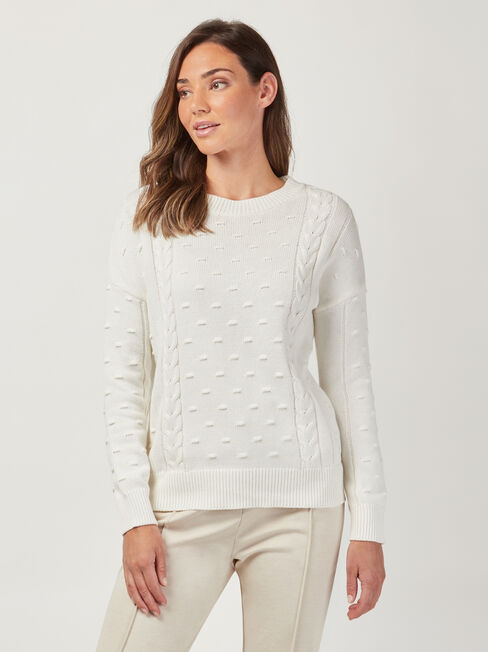 Abby Bobble Knit, White, hi-res