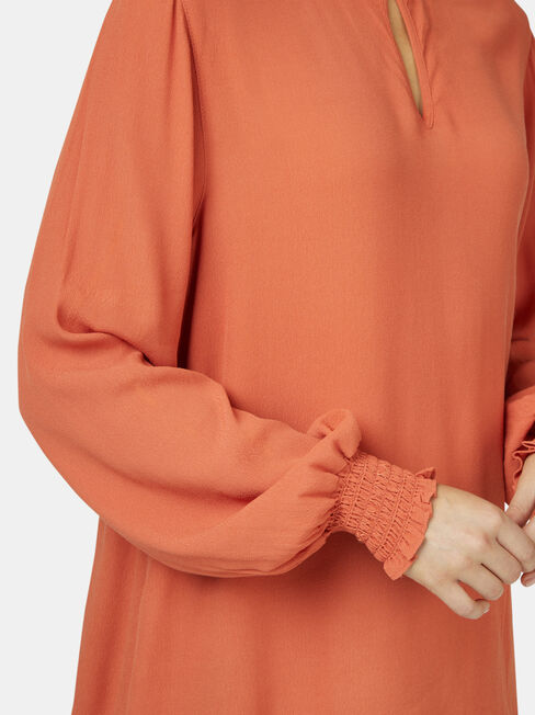 Freya Frill High Neck Top, Orange, hi-res