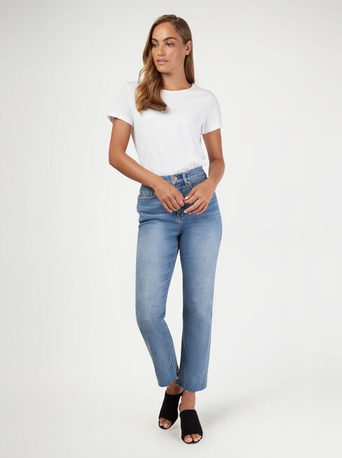 High Waisted Straight Leg Jeans, Vintage Wash, hi-res