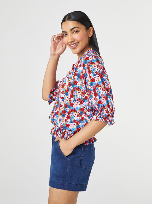 Dixie Tie Neck Blouse, Print, hi-res