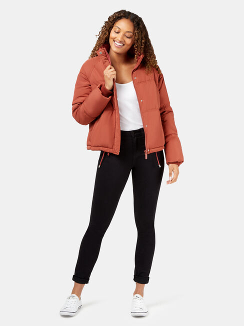 Mabel Short Puffer Jacket, Red, hi-res