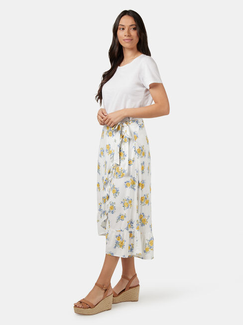 Chloe Midi Wrap Skirt, Yellow, hi-res