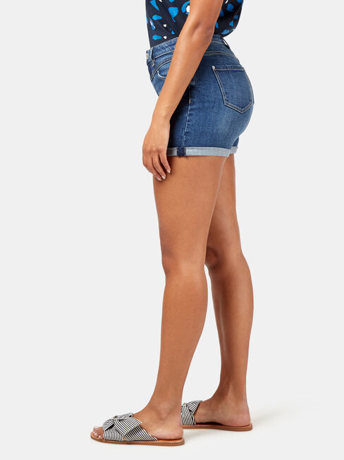 Kelly Double Yoke Denim Short, Blue, hi-res