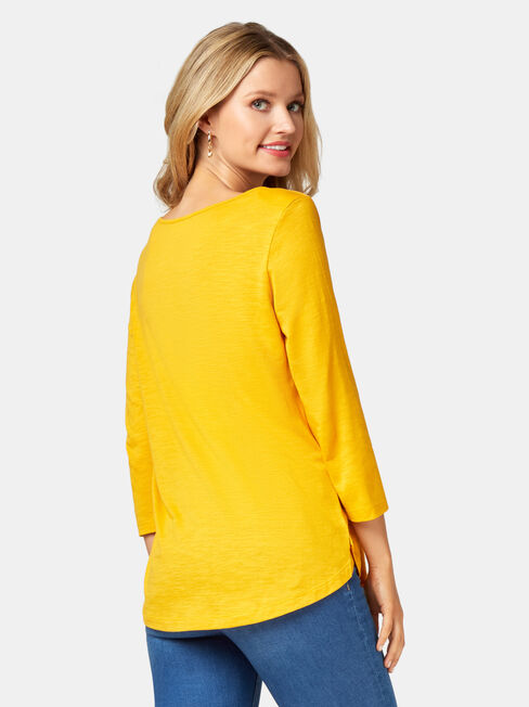 Essential Boatneck Tee, Yellow, hi-res
