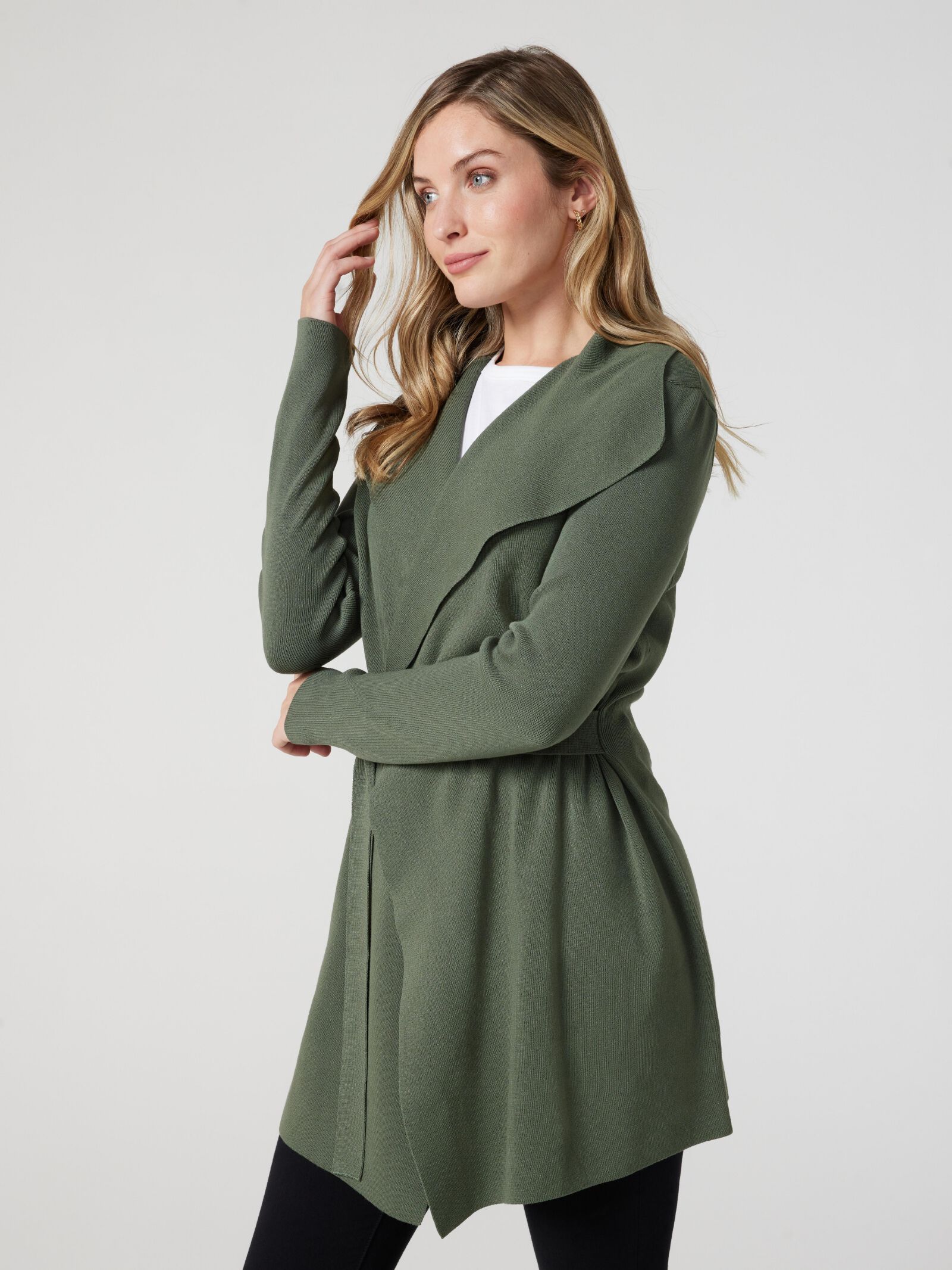 Khaki waterfall cardigan best sale
