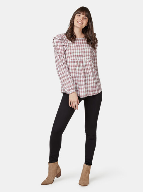 Liza Check Frill Top, Multi, hi-res