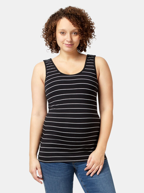 Post Maternity Cotton Nursing Tank, Stripe, hi-res