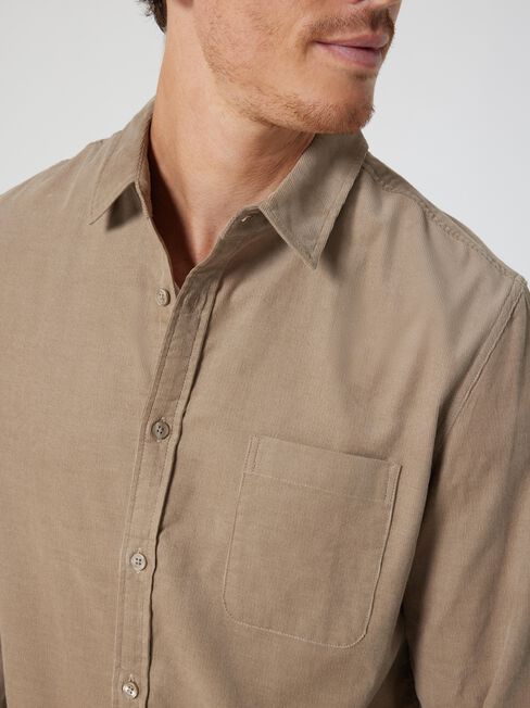 Jamie Corduroy Long Sleeve Shirt, Dark Stone, hi-res