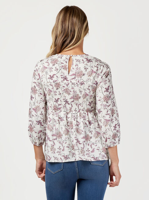Gracie Shirred Bust Top, Floral, hi-res