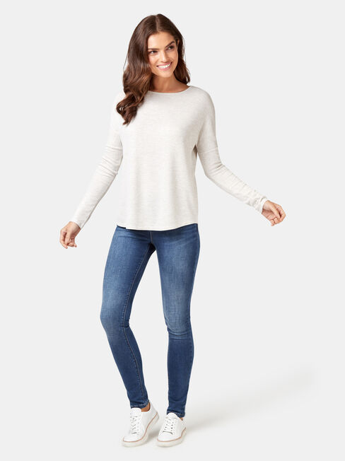 Max Curve Hem Textured Top, White, hi-res