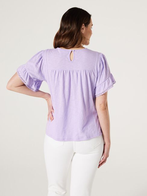 Laguna Lace Ruffle Top, lavender, hi-res