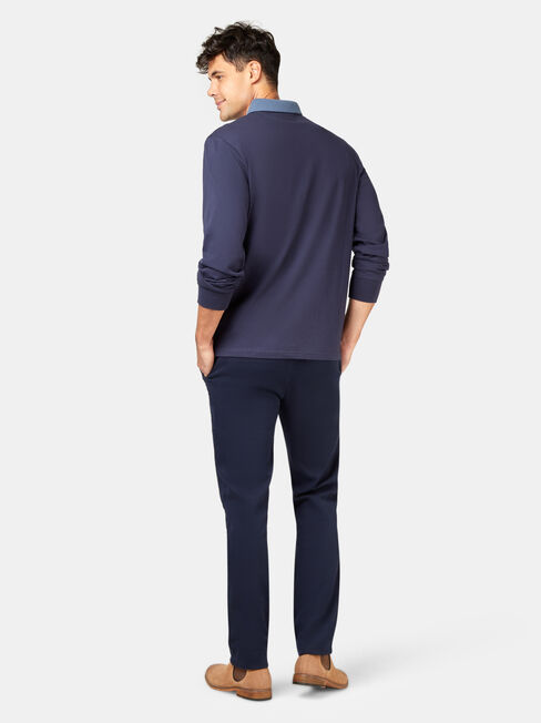 Casper Long Sleeve Rugby Polo, Blue, hi-res