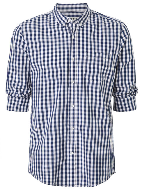 LS Thompson Check Shirt, Blue, hi-res