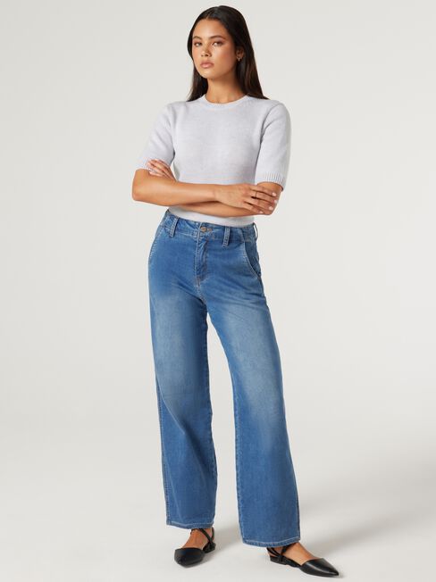 Olivia Knit Tee, Grey, hi-res