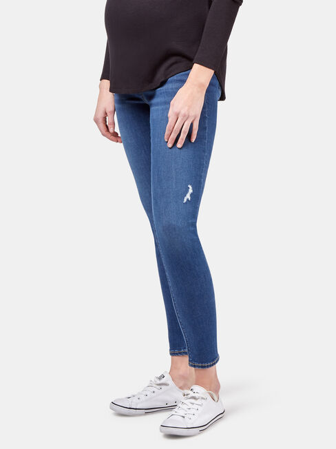 Olivia Maternity Skinny 7/8 Jean, Blue, hi-res