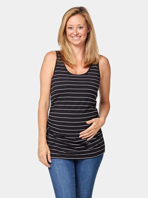 Lola Maternity Cotton Basic Tank, Stripe, hi-res