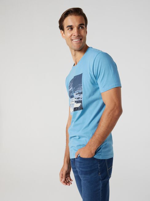 SS Wesley Print Crew Tee, Blue Mist, hi-res