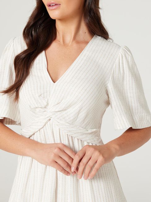 Daphne Twist Front Dress, Oat Stripe, hi-res
