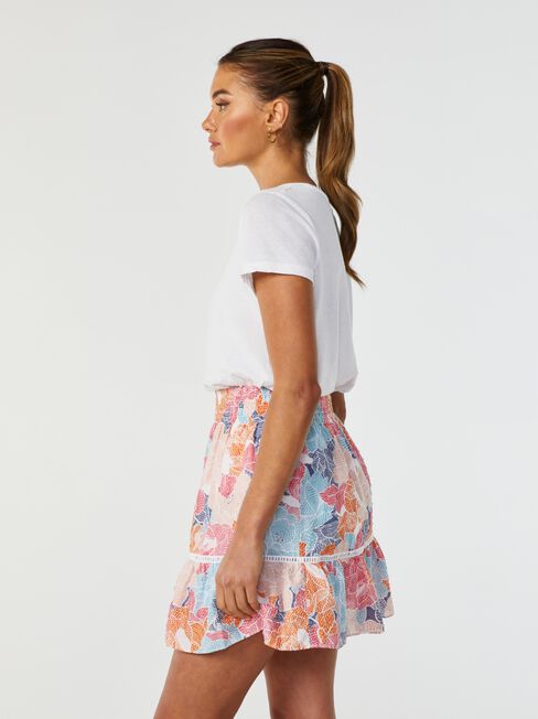 Cove Ruffle Ladder Trim Skirt, Print, hi-res