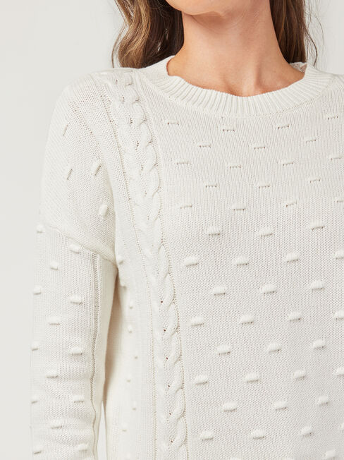 Abby Bobble Knit, White, hi-res