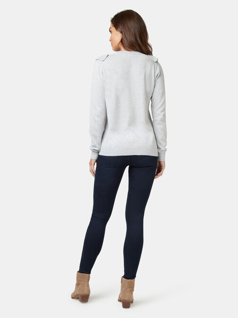 Rita Ruffle Pullover, Grey, hi-res